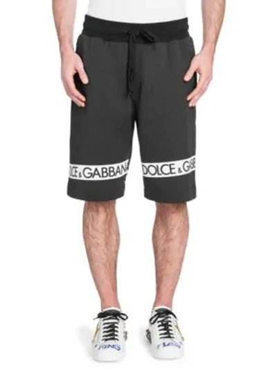 Shop Dolce & Gabbana Border Logo Shorts In Black