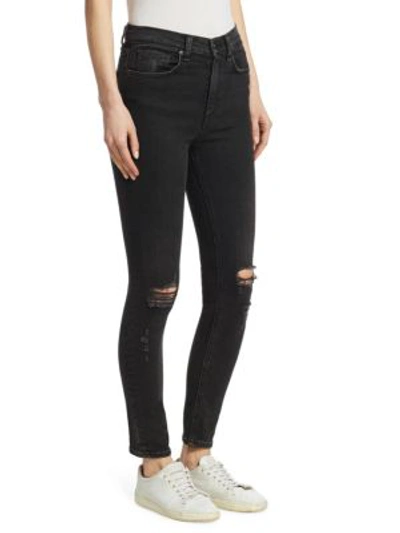 Shop Rag & Bone High-rise Distressed Ankle Skinny Jeans In Black