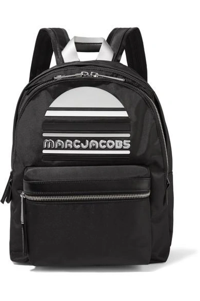 Shop Marc Jacobs Rubber-appliquéd Leather-trimmed Shell Backpack In Black