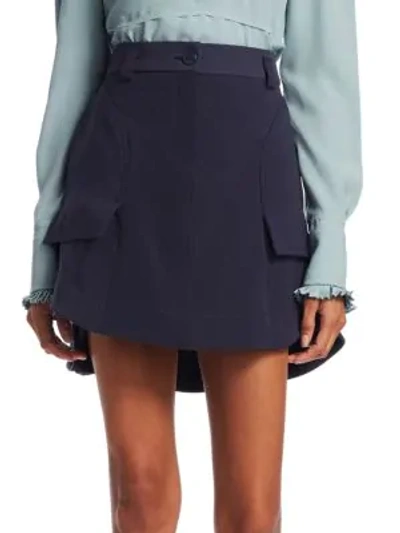 Shop Carven Patch Pocket Mini Skirt In Night Blue