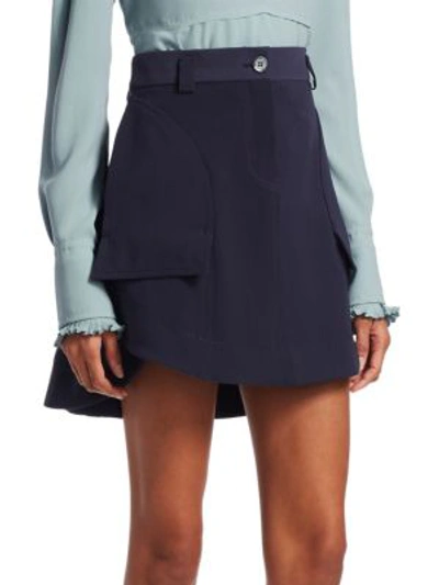 Shop Carven Patch Pocket Mini Skirt In Night Blue