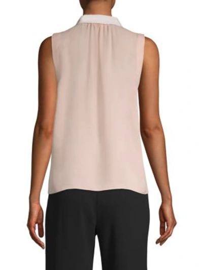 Shop Rebecca Taylor Embellished Sleeveless Silk Blouse In Ballet