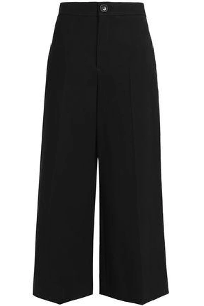 Shop Joseph Woman Wool-blend Twill Wide-leg Pants Black