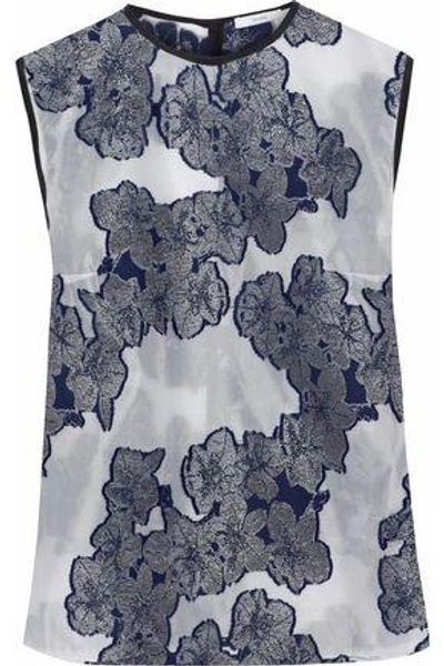 Shop Erdem Woman Naomi Fil Coupé Silk Top Gray