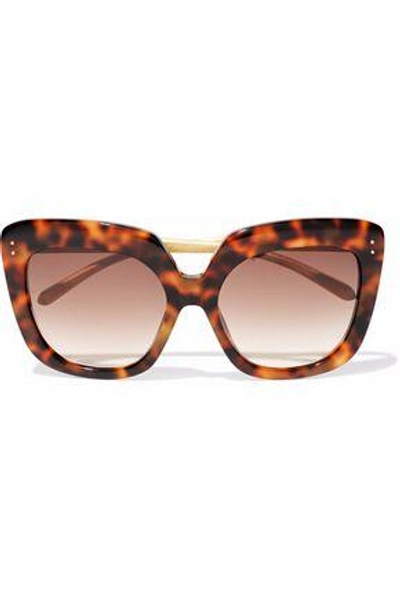 Shop Linda Farrow Woman Square-frame Tortoiseshell Acetate Sunglasses Brown