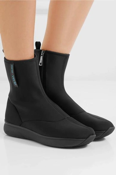 Shop Prada Neoprene Sock Boots In Black