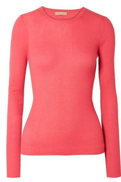 Shop Michael Kors Ribbed Cashmere Sweater In Bubblegum