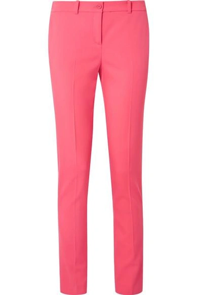 Shop Michael Kors Samantha Wool-blend Crepe Skinny Pants In Bubblegum