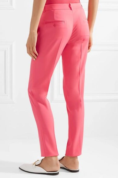 Shop Michael Kors Samantha Wool-blend Crepe Skinny Pants In Bubblegum