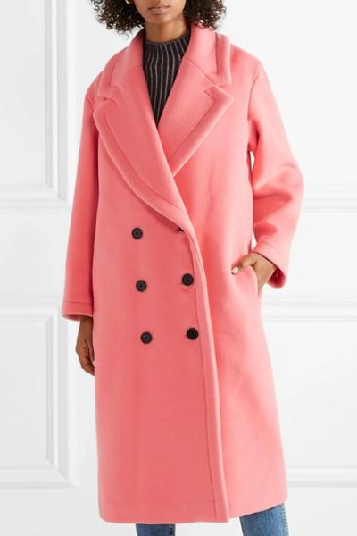 Shop Burberry Oversized Double-breasted Wool And Cashmere-blend Coat In Pink
