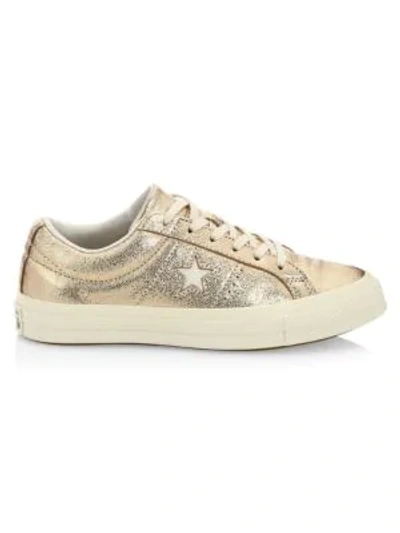 Shop Converse One Star Ox Leather Sneakers In Gold