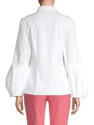 Shop Michael Kors Puff Sleeve Button-down Shirt In Optic White