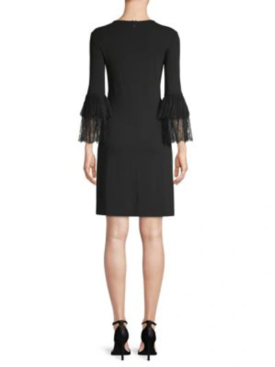Shop Michael Kors Lace Bell Sleeve Jersey Cocktail Dress In Black