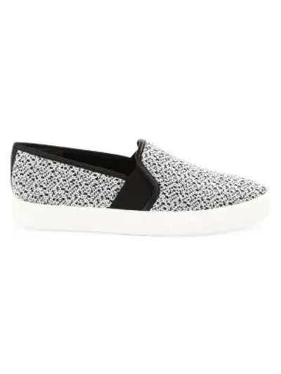 Shop Vince Blair Knit Slip-on Sneakers In White Black