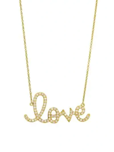 Shop Sydney Evan Women's Diamond And 14k Yellow Gold Large Love Pendant Necklace