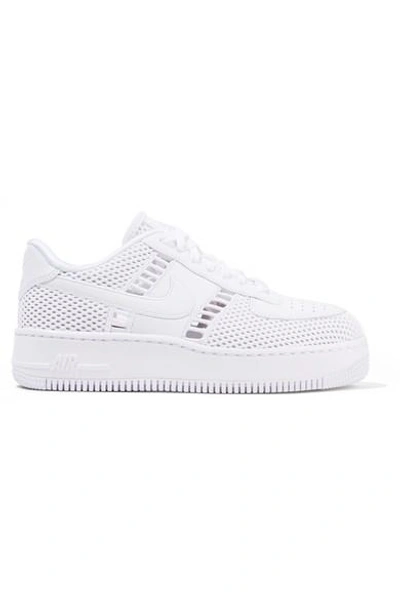 Shop Nike Air Force I Upstep Leather And Mesh Sneakers In White