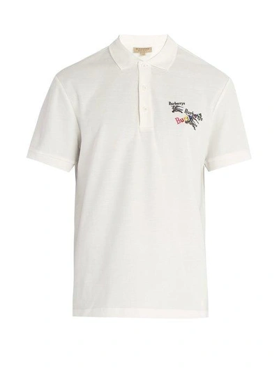 Triple Archive Logo Cotton Piqué Polo Shirt In White