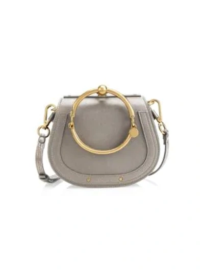 Shop Chloé Women's Small Nile Leather & Suede Bracelet Saddle Bag In Motty Grey