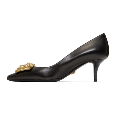 Shop Versace Black Medusa Tribute Kitten Heels In K41t Black