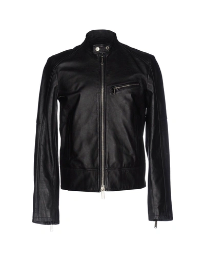 Shop Dsquared2 Man Jacket Black Size 32 Bovine Leather