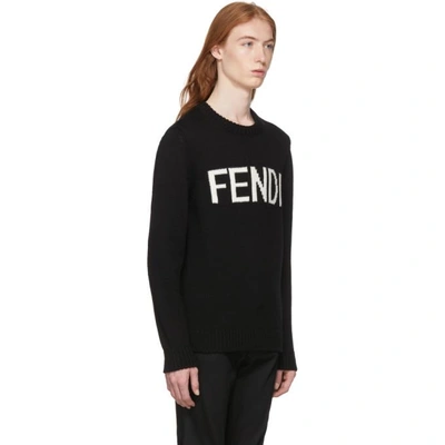 Shop Fendi Black Wool Logo Pullover In F0qa1 Black