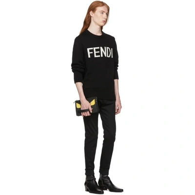 Shop Fendi Black Wool Logo Pullover In F0qa1 Black