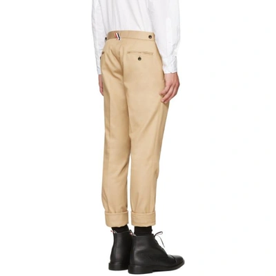 Shop Thom Browne Khaki Denim Unconstructed Low-rise Skinny Trousers In Khaki 250