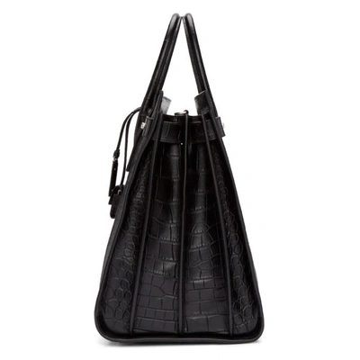 SAINT LAURENT 黑色鳄鱼纹 SAC DE JOUR 托特包