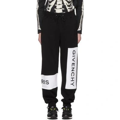 Shop Givenchy Black And White Logo Jogging Lounge Pants In 001 Black