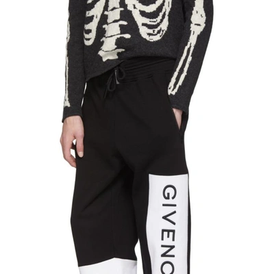 Shop Givenchy Black And White Logo Jogging Lounge Pants In 001 Black