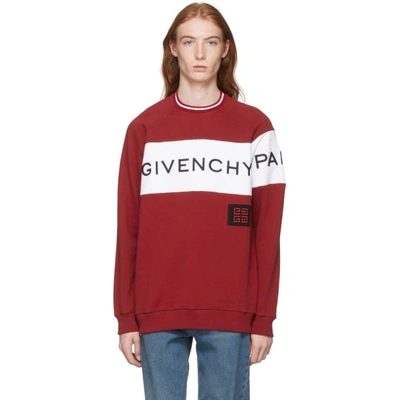 Shop Givenchy Red And White Vintage Fit Logo Sweatshirt In 601 Dark Re