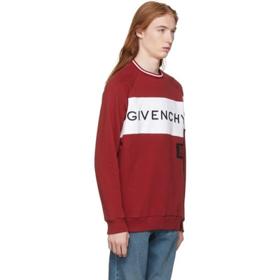 Shop Givenchy Red And White Vintage Fit Logo Sweatshirt In 601 Dark Re