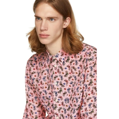 Shop Saint Laurent Pink Dirt Bike Shirt In 6749 Pink