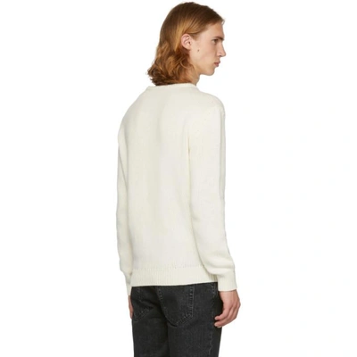 Shop Saint Laurent Off-white Cashmere Crewneck Sweater In 9502 Cream