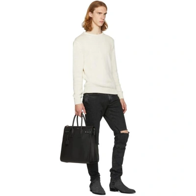 Shop Saint Laurent Off-white Cashmere Crewneck Sweater In 9502 Cream
