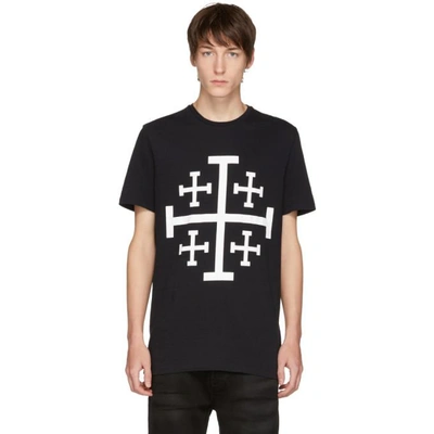 Shop Neil Barrett Black Jerusalem Cross T-shirt In 524 Blkwht