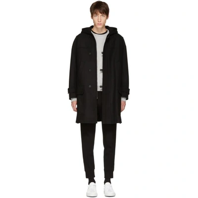 Shop Neil Barrett Black Wool Parka In 01 Black