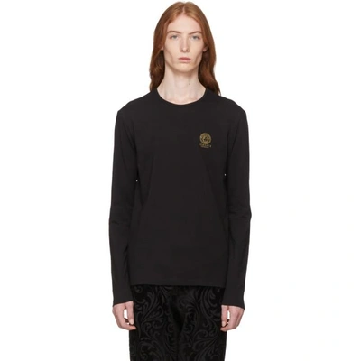 Shop Versace Underwear Black Long Sleeve Small Medusa T-shirt In A008 Black