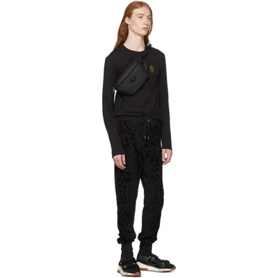 Shop Versace Underwear Black Long Sleeve Small Medusa T-shirt In A008 Black