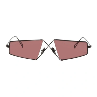 Shop Nor Black And Red Telepathic Micro Sunglasses In Black/amber
