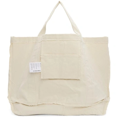 Shop A-cold-wall* Beige Plastic Frayed Tote In Neutral