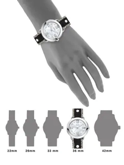 Shop Fendi Selleria Stainless Steel Interchangeable Mother-of-pearl & Leather Strap Watch Set In Black