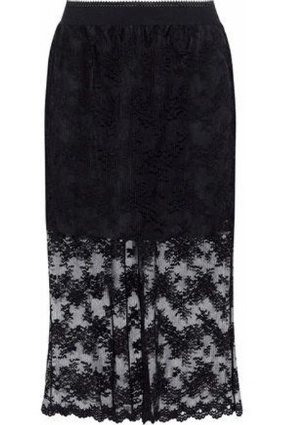 Shop Anna Sui Layered Embroidered Tulle Skirt In Black