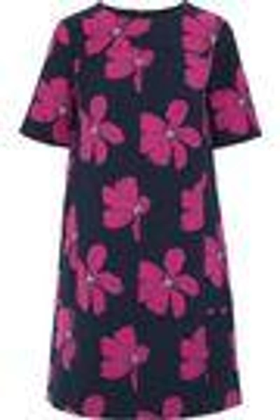 Shop Lela Rose Woman Cotton-blend Floral-jacquard Mini Dress Midnight Blue