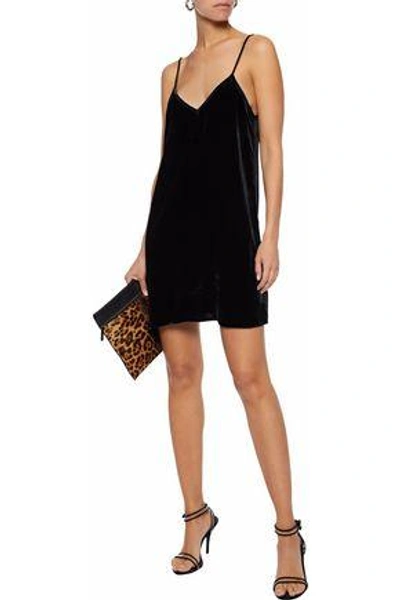 Shop Cami Nyc Woman The Backlace Paneled Velvet Mini Dress Black