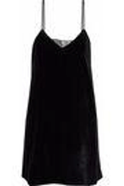 Shop Cami Nyc Woman The Backlace Paneled Velvet Mini Dress Black