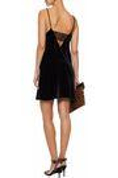 Shop Cami Nyc Woman The Backlace Paneled Velvet Mini Dress Black