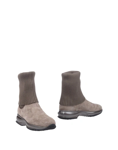 Shop Hogan Woman Ankle Boots Dove Grey Size 5 Leather, Textile Fibers
