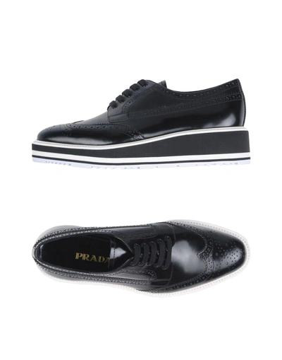 Shop Prada Laced Shoes In Black