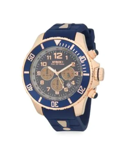 Shop Kyboe! Empire Stainless Steel Chronograph Strap Watch In Royal Blue